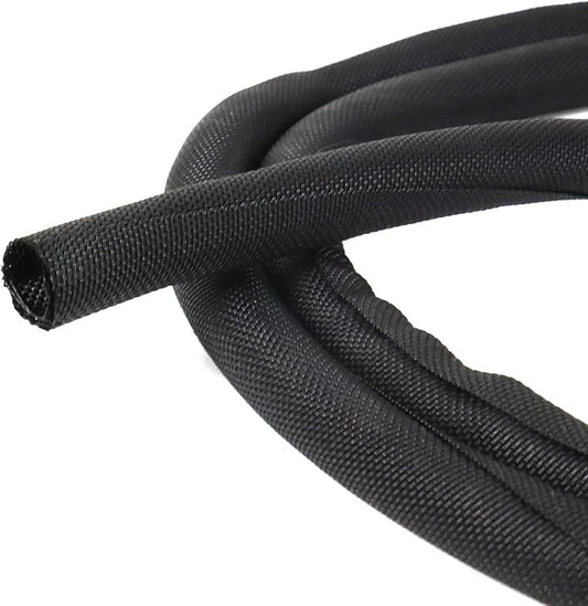 Black Braided Cable Management Sleeves Wire Loom Tubing Cord Protector by BuyUneed