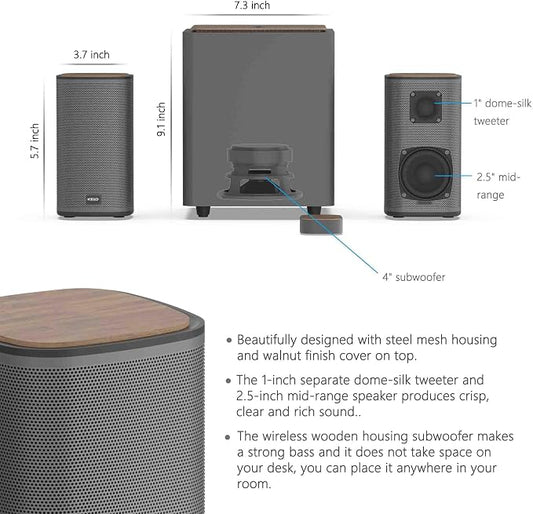 KEiiD 2.1 Bluetooth Computer Speakers - Image 2