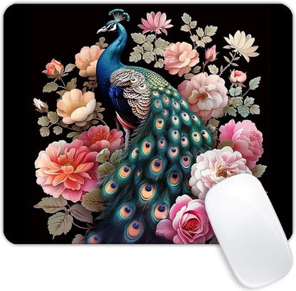 Square Mouse Pad Colorful Peacock by Goodsprout