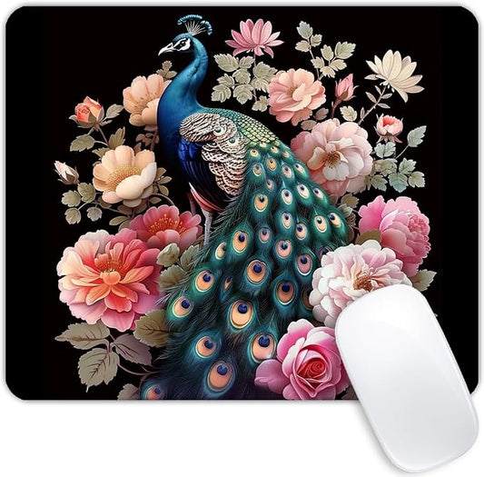 Square Mouse Pad Colorful Peacock by Goodsprout