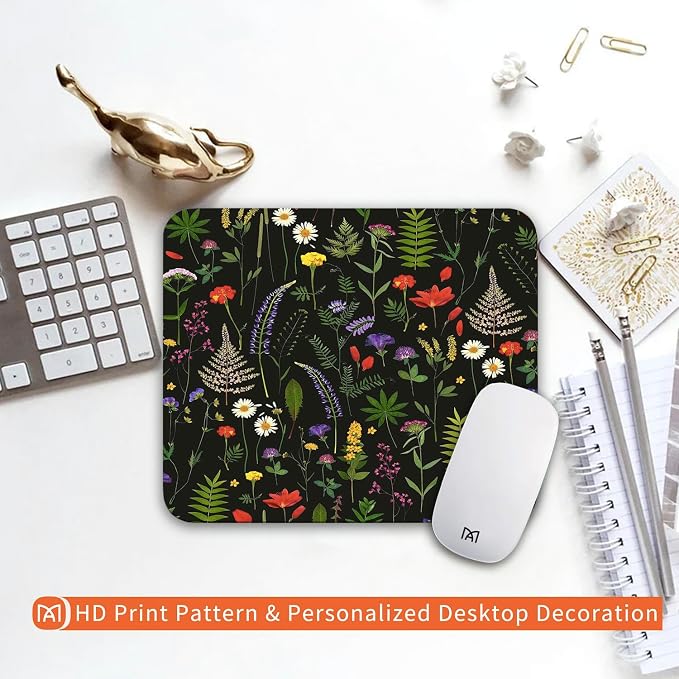 Square Mouse Pad Flowers, Personalized Premium-Textured Custom Mouse Mat Design - Image 6