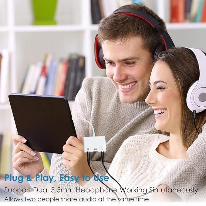 USB-C to Dual 3.5mm Headphone Jack Adapter USB C to 3.5mm Audio Adapter 3 in 1 - Image 2