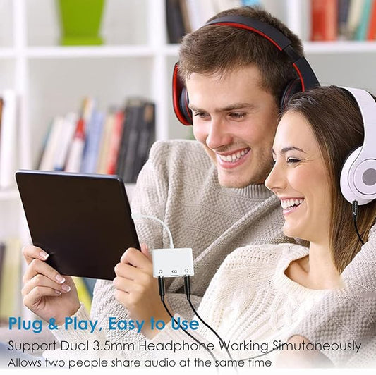 USB-C to Dual 3.5mm Headphone Jack Adapter USB C to 3.5mm Audio Adapter 3 in 1 - Image 2