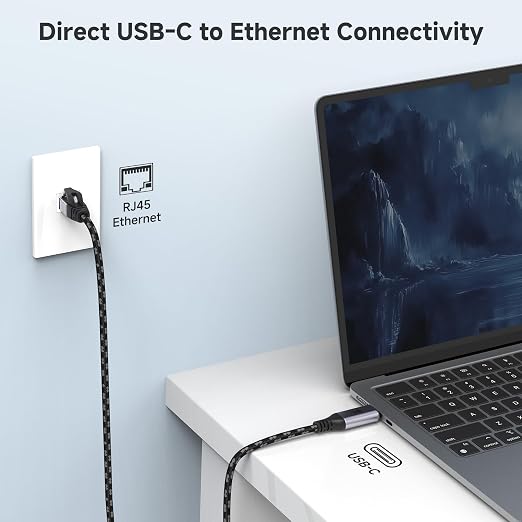 Cable Matters Plug & Play Braided USB C to Ethernet Cable - 6ft - Image 2