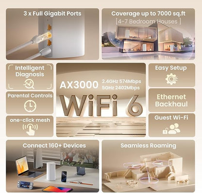 Tenda AX3000 WiFi 6 Mesh System Nova MX12– Whole Home Mesh WiFi Coverage up to 7 - Image 2