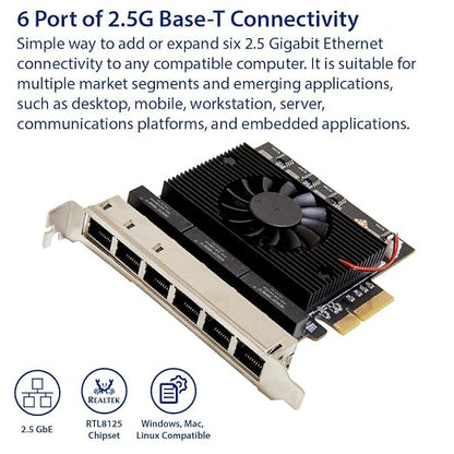 6 Port 2.5 Gigabit PCI-e x4 Ethernet Network Card - Image 2