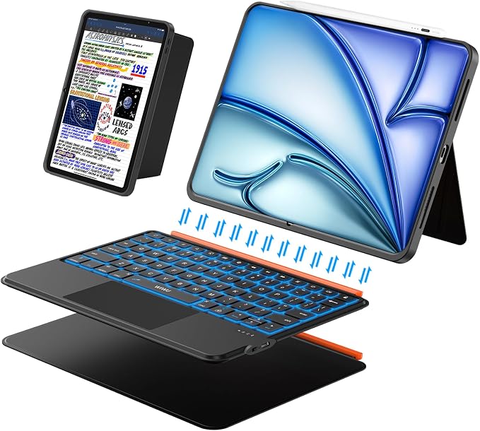 Keyboard Case for iPad Air 11 inch M3 M2&Pro 11, Magnetic Detachable iPad A16 by dancesoul