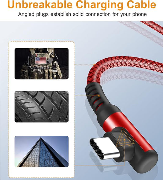 sweguard USB Type C Charger Cable Right Angle iPhone 16 Charger Nylon Braided - Image 2