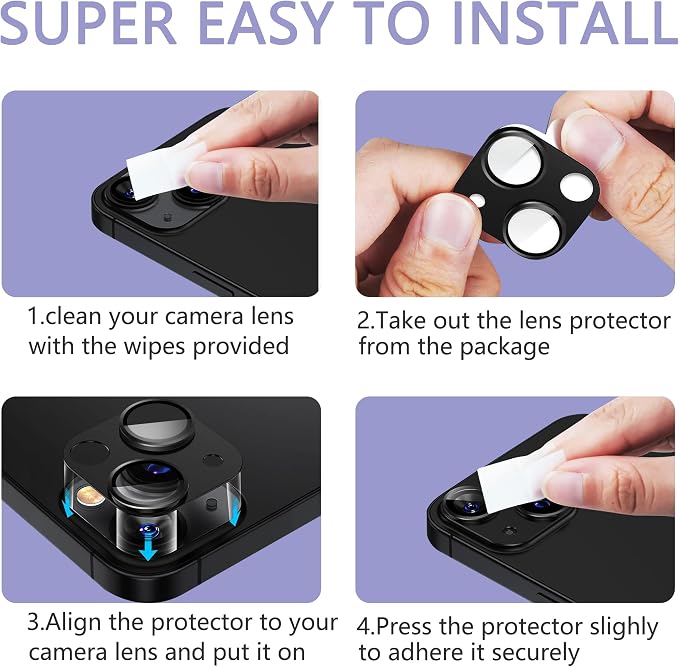 2 Pack Camera Lens Protector for iPhone 14 / iPhone 14 Plus, AR Tempered Glass - Image 6