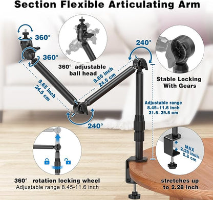 Overhead Camera Mount for Desk, 30.9" Foldable Camera Desk Mount Stand - Image 2