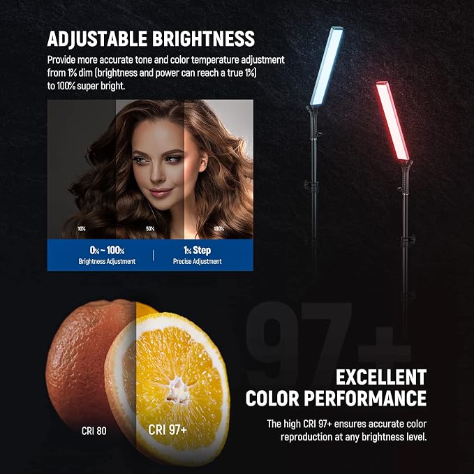 NEEWER RGB Light Wand with 2.4G/APP Control, Upgraded 360° Touchable RGBWW Hue - Image 2