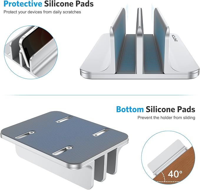 OMOTON Vertical Laptop Stand, Double Desktop Stand Holder - Image 7