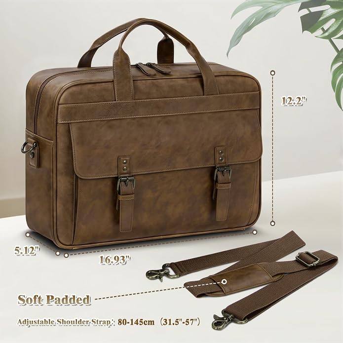 RAINSMORE Messenger Bag for Men 16 Inch Laptop Bag Vintage Leather Waterproof - Image 8