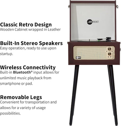 Arkrocket 3-Speed Bluetooth Record Player Retro Turntable - Image 2