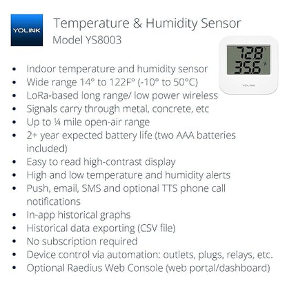 YoLink Smart Wireless Temperature & Humidity Sensor, Wide Temp Range - Image 2