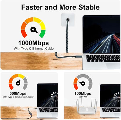 USB C to Ethernet Cable, 50 Feet Type C to Gigabit Ethernet Cable, USB C to - Image 6