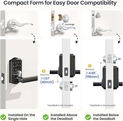 Veise VE029 WiFi Smart Lever Lock, Fingerprint Keyless Entry Door Lock - Image 8