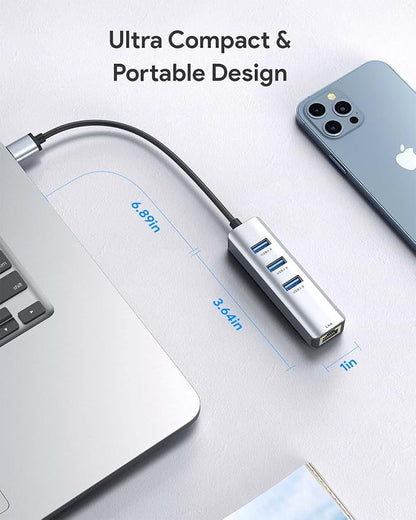 USB 3.0 to Ethernet Adapter, ABLEWE 3-Port USB 3.0 Hub - Image 6