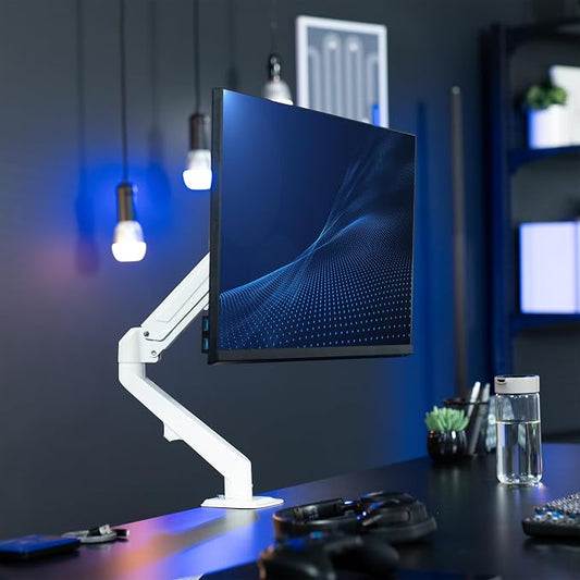 VIVO Articulating Single 17 to 27 inch Pneumatic Spring Arm Clamp-on Desk Mount - Image 2
