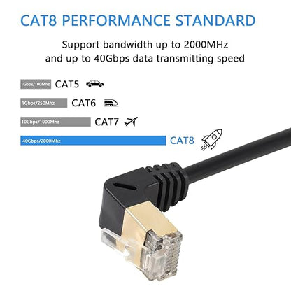 SinLoon 90 Degree Upward Angle Cat8 LAN Cable, RJ45 Male to Female Shielded - Image 2