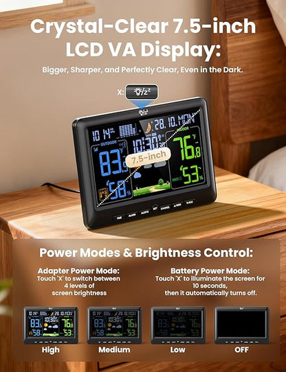 LIORQUE Weather Stations Indoor Outdoor Thermometer Wireless, Atomic Clock - Image 4