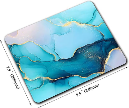 Golden Texture Teal Marble Mouse Pads - Image 2