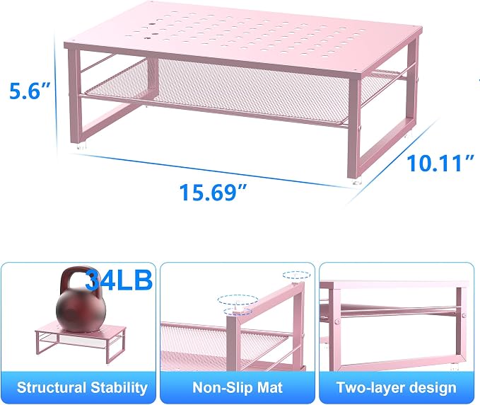 Gianotter 2-Tier Metal Monitor Stand Riser, Workspace Organizer - Image 5
