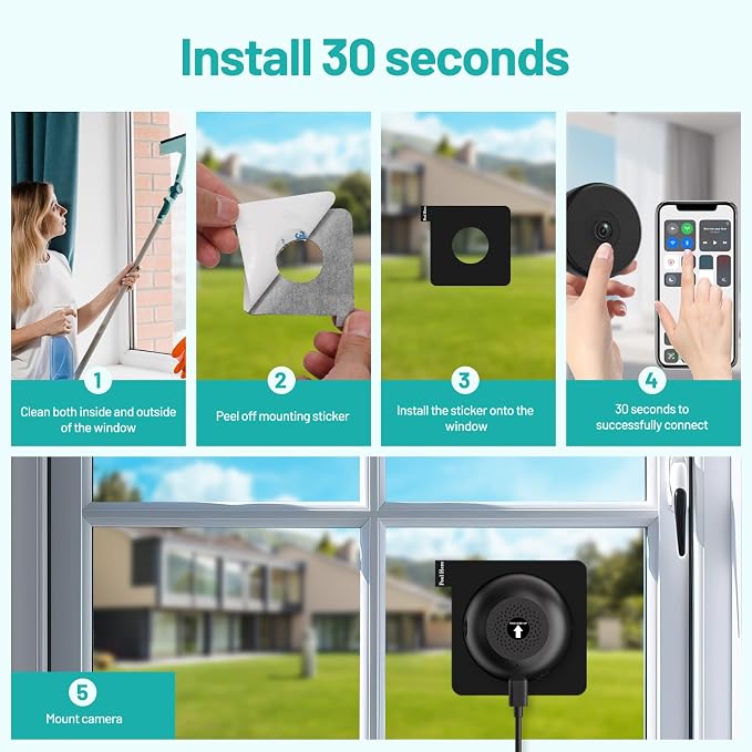 2K Window Mount Security Camera, Full Color Night Vision WiFi Indoor Camera - Image 2