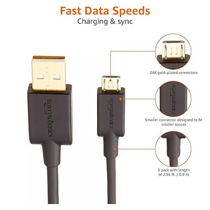 Amazon Basics 3-Pack USB-A to Micro USB Charging Cable, 480Mbps Transfer Speed - Image 4