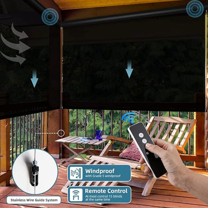 SmartWings Motorized Outdoor Patio Shades Roll Up Blinds - Image 4