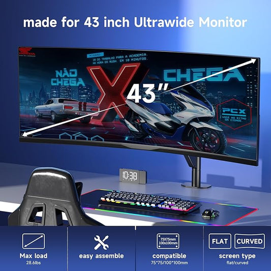 Pholiten Premium Aluminum Heavy Duty Monitor Arm，Ultrawide Monitor Arm - Image 2