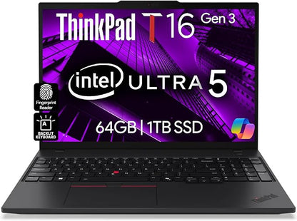 Lenovo ThinkPad T16 Gen 3 Business Laptop 16” FHD+ Display, Intel Ultra 5-125U by LENOVO