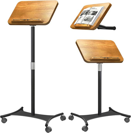 NAMON Rolling 2-in-1 Dual-use Music Stand & Desktop Book Stand, 100% Solid Wood by NAMON