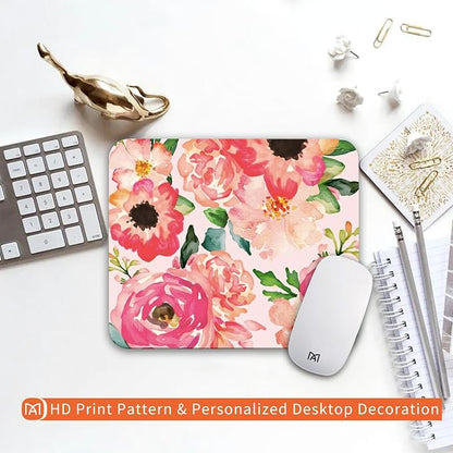 Square Mouse Pad Pink Watercolor Flower, Personalized Premium-Textured Custom - Image 6