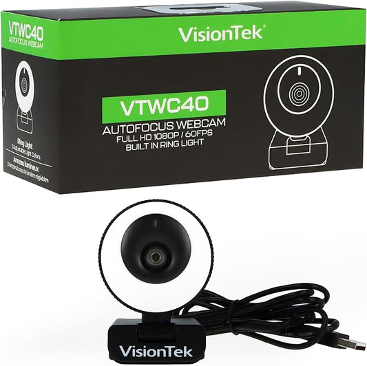 VisionTek VTWC40 Premium Autofocus Full HD 1080P 60FPS Webcam, Chromebook by VisionTek