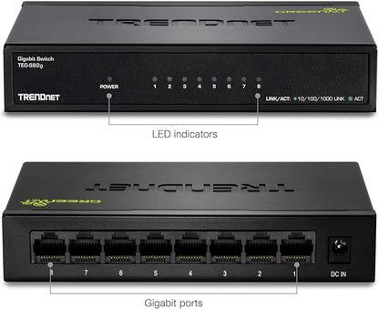 TRENDnet 8-Port Gigabit GREENnet Switch, Ethernet Network Switch, 8 x - Image 4