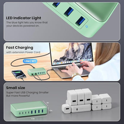USB C Charger 200W USB C Charger Block GaN III 8-Port Fast Charging Station PD - Image 5