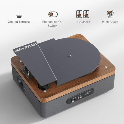 1 by ONE All-in-One Vinyl Record Player, HiFi Turntable Built-in Speakers - Image 4