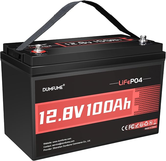 12V 100Ah LiFePO4 Lithium Battery, Built-in 100A BMS, Trolling Motor, Solar by Dumfume