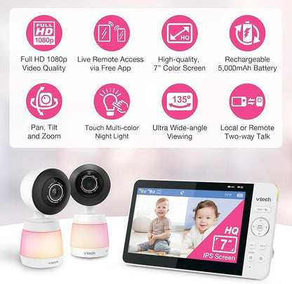 VTech Smart WiFi Baby Monitor, 2 Cameras - Image 2