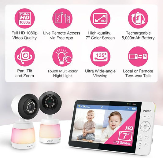 VTech Smart WiFi Baby Monitor, 2 Cameras - Image 2