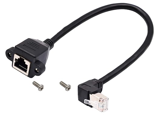 Cat 6 Ethernet Cable 90 Degree UP Angle RJ45 Male to Female Shielded Ethernet by AAOTOKK