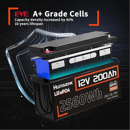 4PACK 12V 200Ah LiFePO4 Battery, Built-in 200A BMS, Rechargeable Deep Cycles - Image 3