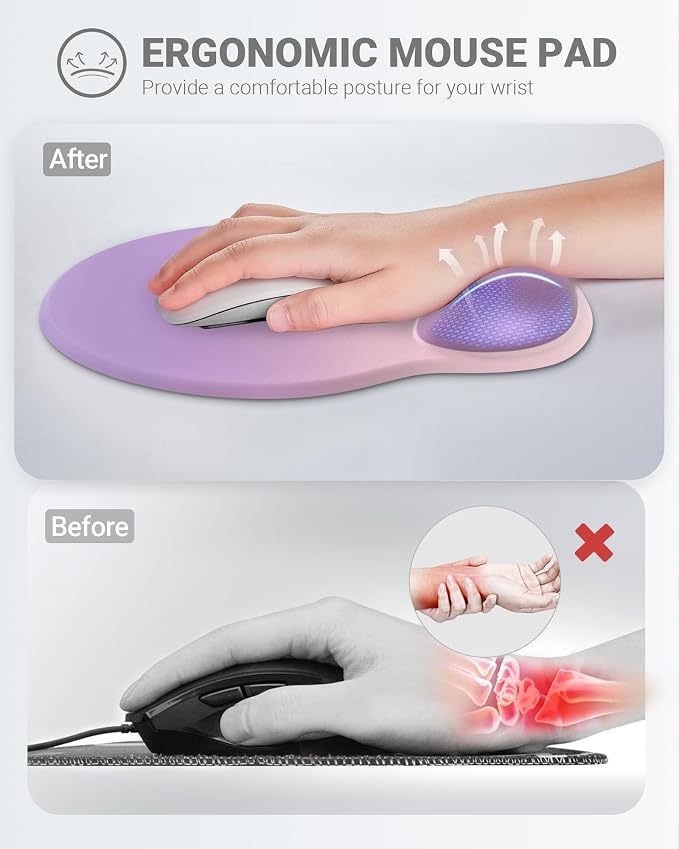 Ergonomic Mouse Pad Wrist Support Set, Memory Foam Keyboard Wrist Rest Set - Image 2