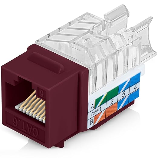 Everest 45° Angled RJ45 Cat6 Keystone Jacks 50-Pack in Red by EverestMediaSolutions