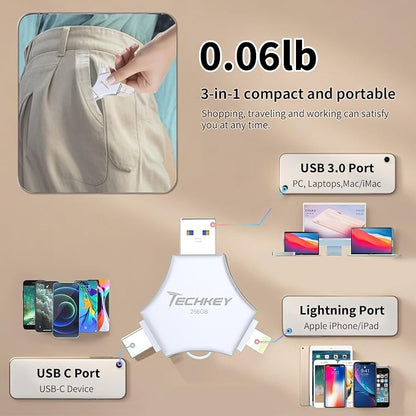 USB 3.0 Flash Drive for iPhone 256GB: MFi Certified 3in1 External Memory Photo - Image 8