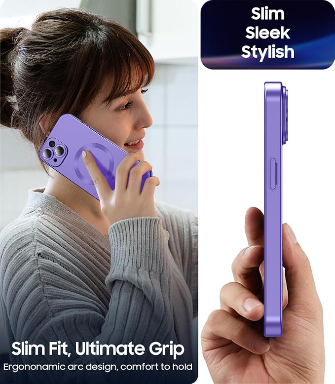 Magnetic for iPhone 15 Case Slim Soft Silicone Bumper Shockproof Metallic Shine - Image 6