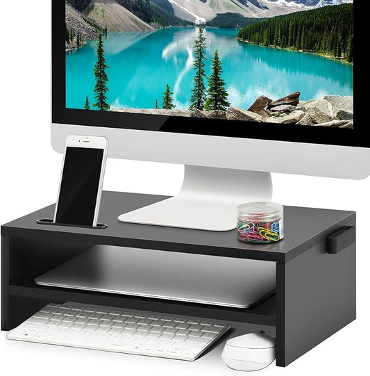 Marbrasse Monitor Stand Riser, 16.5 Inch 2 Tier Computer Printer Shelf Stand by Marbrasse