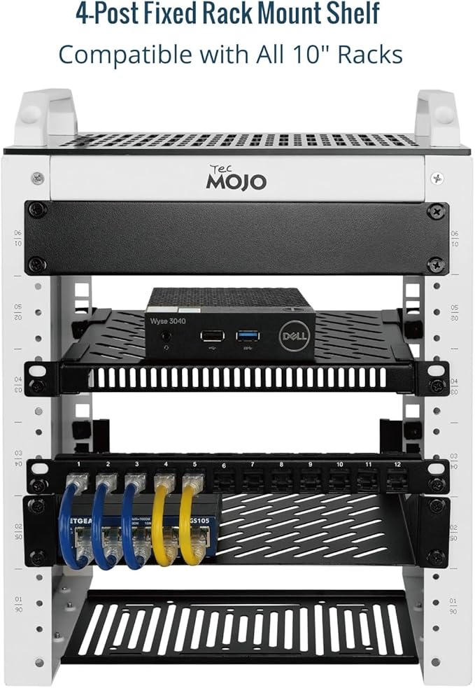 Tecmojo 0.5U Rack Shelf for 10" Server Rack & Cabinet, Adjustable 7.87-10.24" - Image 5