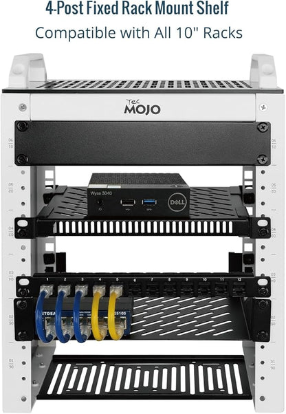 Tecmojo 0.5U Rack Shelf for 10" Server Rack & Cabinet, Adjustable 7.87-10.24" - Image 5